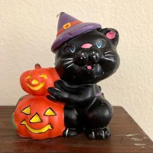 Halloween Black Cat Pumpkin Candle